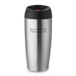 Mug à  double paroi en acier inoxydable. Anti fuite et avec fermeture sécurisée. Contenance 350ml. Anti fuite.-Argent mat-8719941003415-5