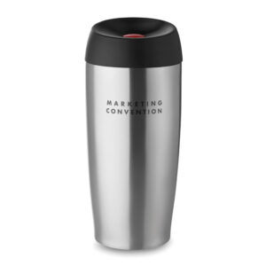 Mug à  double paroi en acier inoxydable. Anti fuite et avec fermeture sécurisée. Contenance 350ml. Anti fuite.-Argent mat-8719941003415-5