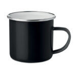 Mug vintage en métal avec couche d'émail. Contenance 350 ml.-Noir-8719941044081