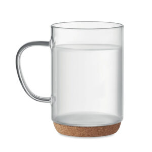 Mug en verre borosilicate avec base en liège. Capacité : 400 ml.-Transparent-8719941056527-2