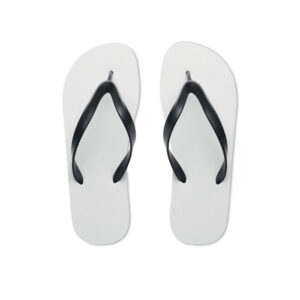 Tongs pour sublimation avec sangles en PVC. Semelle en caoutchouc ettissu en polyester sur le dessus. M  pointures 38-41. L'article ne peutêtre commandé qu'en version imprimée.-Noir-8719941050945-3