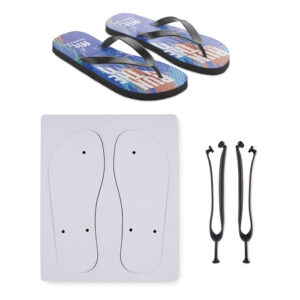 Tongs pour sublimation avec sangles en PVC. Semelle en caoutchouc ettissu en polyester sur le dessus. M  pointures 38-41. L'article ne peutêtre commandé qu'en version imprimée.-Noir-8719941050945