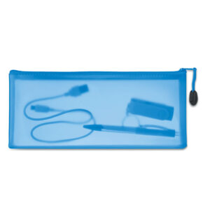 Trousse à  crayons en PVC.-Bleu-8719941028937-1