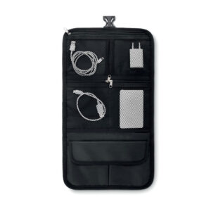 Trousse de voyage en polyester 600D avec compartiments pour accessoires de voyage ( non inclus).-Noir-8719941028722
