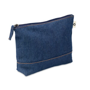 Trousse à  cosmétiques en coton recyclé 50% denim et 50% coton avec fermeture éclair. 250 gr/m².-Bleu-8719941055810