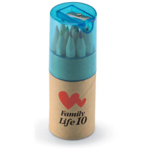 Tube 12 crayons de couleurs avec taille crayon dans le couvercle.-Transparent Bleu-8719941016460-5