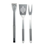 Ensemble de 3 ustensiles pour barbecue présentés dans une trousse en non tissé avec zip.-Noir-8719941021273-2