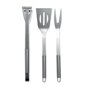Ensemble de 3 ustensiles pour barbecue présentés dans une trousse en non tissé avec zip.-Noir-8719941021273-2