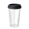 Verre haute teneur en borosilicate à  double paroi avec couvercle en silicone. Contenance 350ml-Noir-8719941049017