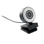 Webcam HD 1080P en ABS avec microphone intégré et lumière annulaire réglable.-Noir-8719941055421-2
