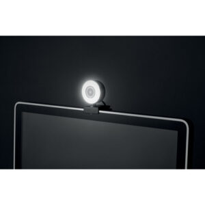 Webcam HD 1080P en ABS avec microphone intégré et lumière annulaire réglable.-Noir-8719941055421-6