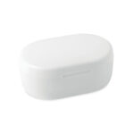 écouteurs stéréo sans fil True Wireless Stereo (TWS) 5.0 en ABS recyclé avec batterie 40 mAh intégrée. Durée d'écoute d'environ 4 heures. Comprend un câble de charge micro USB et une station de charge de 300 mAh.-Blanc-8719941053342-3
